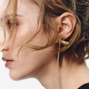 New! ZARA Jeweled Dragonfly Dangle Earrings | NWOT (Z13)